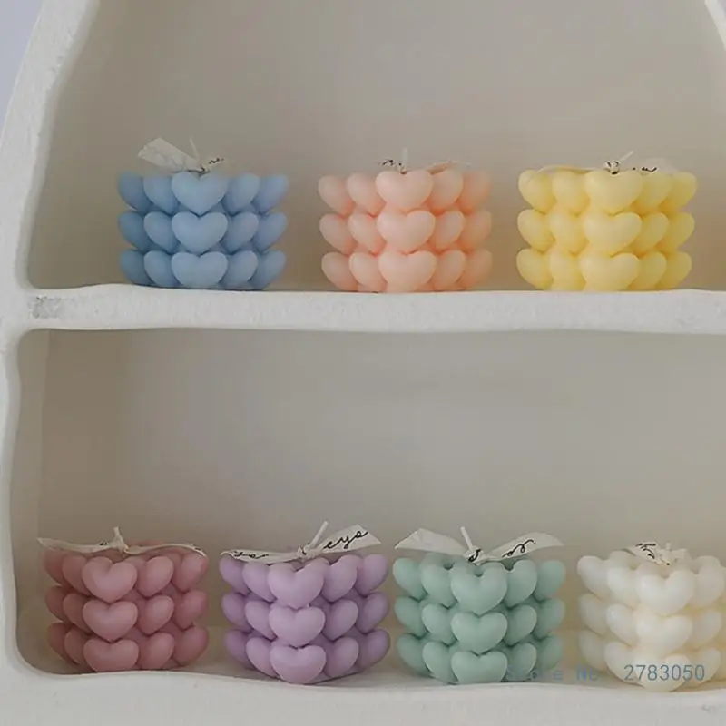 Aroma Bubble Candle – Heart & Cube Bubble Design- Soy Wax, Perfect for Gifts & Home Decor - Image 3