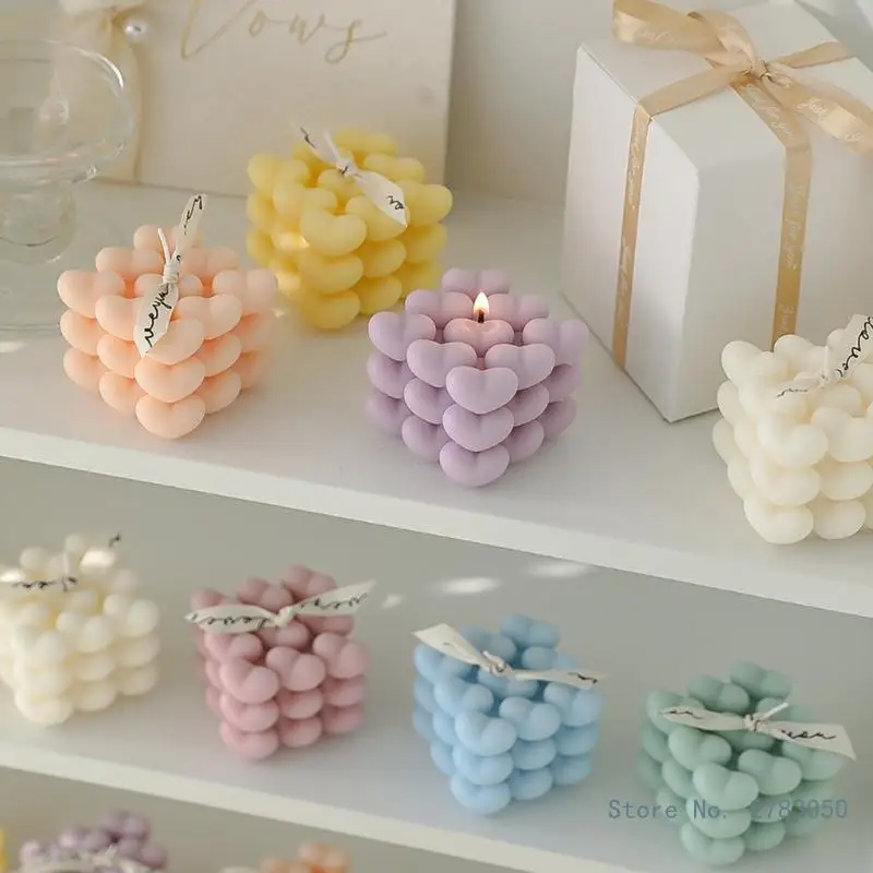 Aroma Bubble Candle – Heart & Cube Bubble Design- Soy Wax, Perfect for Gifts & Home Decor - Image 4