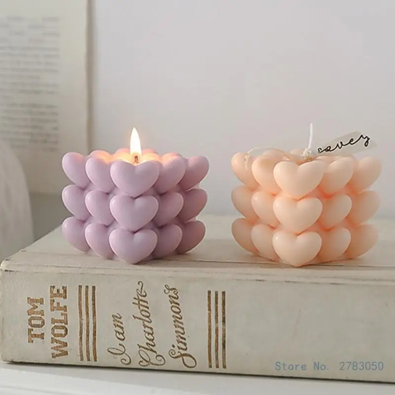 Aroma Bubble Candle – Heart & Cube Bubble Design- Soy Wax, Perfect for Gifts & Home Decor