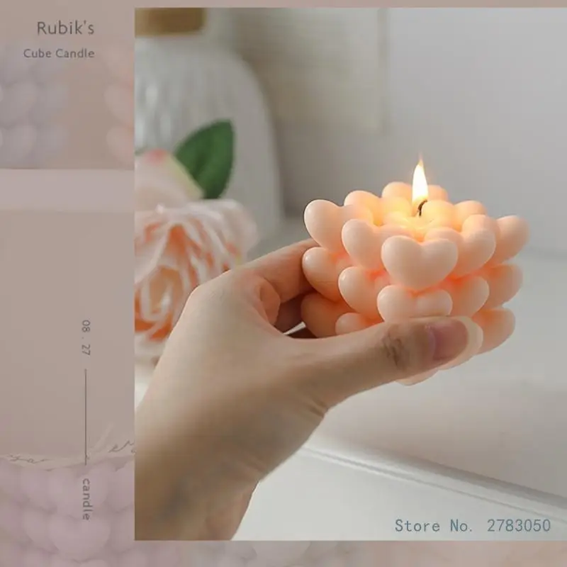 Aroma Bubble Candle – Heart & Cube Bubble Design- Soy Wax, Perfect for Gifts & Home Decor - Image 2